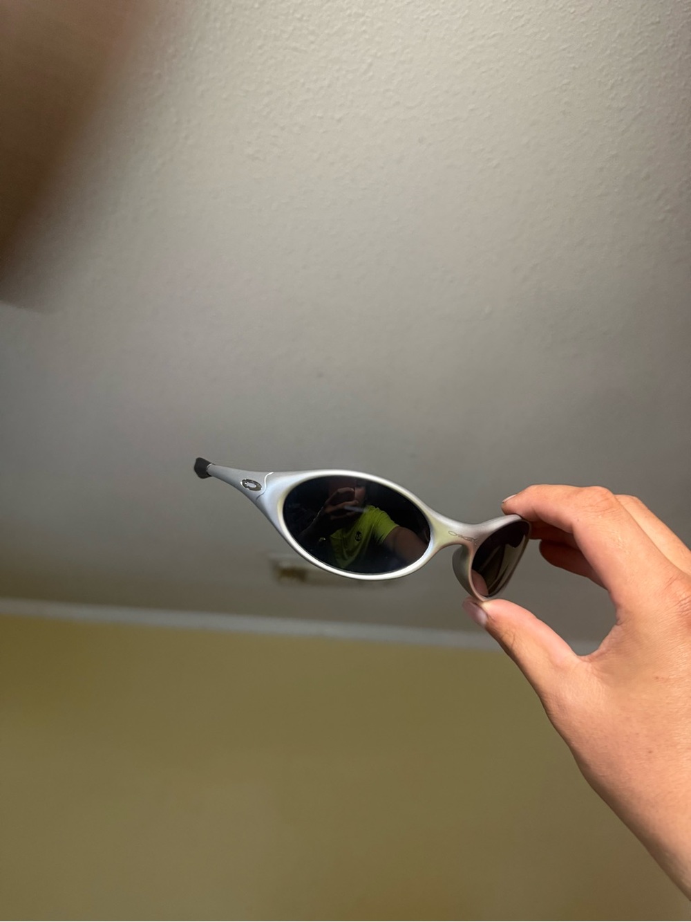 Men's Silver Sport Sunglasses with Black Lenses Oakley